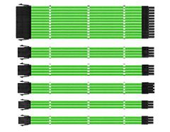 緑 スリーブ付きケーブル、電源用PSU延長ケーブルキット、コーム付きファイバー編組ATX EPS PCI-Eケーブル、30CM (緑)