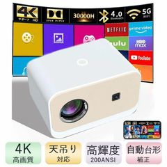 ホームプロジェクター プロジェクター 本体 子供 小型 家庭用 天井 天吊り投影 4K対応 高性能 自動台形補正 カラオケシステム スマホ 5G WiFi6 Bluetooth 高解像度 ミニ軽量 置き型 200ANSI IOS/Android 母の日ギフト
