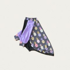 犬服　4XL胴回81　COOLストレッチ　キラキラパインGY×BK×LV袖　九分袖