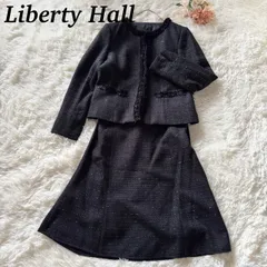 Liberty Hall  リバティホール 大きいサイズ 15号 3L相当 フォーマル  セットアップ セレモニースーツ ツィード  ノーカラージャケット ラメ 黒 ブラック 上品 エレガント 七五三 入学式 卒業式