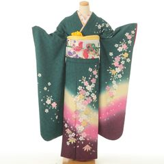 みるく様 【特別大価格❣️⑥】振袖フルセット 正絹振袖 成人式 緑系 