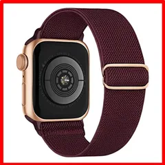 【おすすめ】 41mm/40mm/38mm_ワインレッド コンパチブル Apple watch バンド 41mm 40mm 38mm 交換用 ナイロン製弾性バン