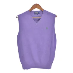 Polo by Ralph Lauren ポロ ラルフローレン Vネック コットン ニット ベスト パープル (メンズ L) 中古 古着 S2528