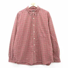 XL/古着 エディーバウアー 長袖 ブランド シャツ メンズ 00s 大きいサイズ ロング丈 コットン ボタンダウン 赤他 レッド チェック 25mar21 