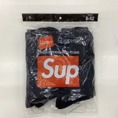 未開封 未使用品 シュプリーム/ヘインズ 4足組 クッションクルーソックス ブラック ロゴ編み込み MS0040