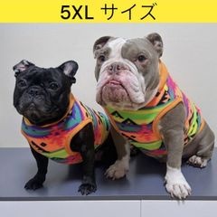 メルカリ フレブル 服 フレンチブルドッグ 5XL ネイティブ柄 フリース 袖なし Tシャツ 冬 イングリッシュブルドッグ  パグ ペット服 犬服 フレブル
