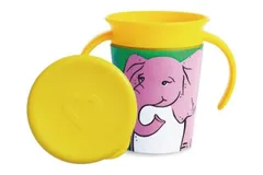 新品 フタ付 こぼさない コップ飲み練習 ベビーマグ アフリカゾウ FDMU17175P ハンドル付きミラクルカップ・ワイルドラブ マンチキン munchkin