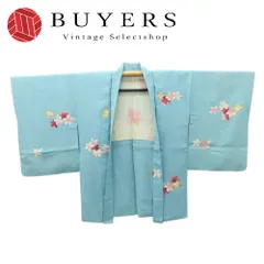 【中古】 羽織 正絹(金銀糸除く) 金糸 水色 ホワイト ピンク系 刺繍 紋入り 和装 呉服 和服 きもの レディース 女性