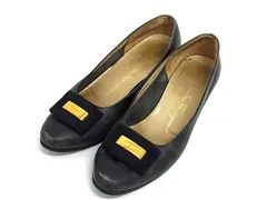 Salvatore Ferragamo フェラガモ レザー ヒール パンプス 表記サイズ6 1/2 (約23.5cm) 靴 シューズ レディース ブラック系 DK6456