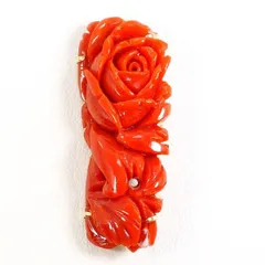 K10YG　　ペンダントトップ　pendant top　ブローチ　サンゴ　カード鑑別書　総重量約7.5g