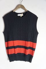 正規 美品 NAMACHEKO ナマチェコ ボーダー ノースリーブ ニット ベスト プルオーバー 黒×赤 レッド ブラック S 本物 1130O★2