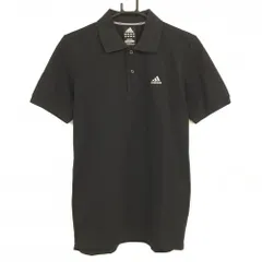 アディダス 半袖ポロシャツ 黒 ロゴグレー メンズ L ゴルフウェア adidas