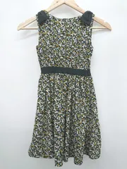 ◇ ⊂ THE SHOP TK 花柄 キッズ 子供服 ノースリーブ 膝丈 ワンピース サイズ120 ブラック イエロー マルチ 女の子 P  【1407100018062】