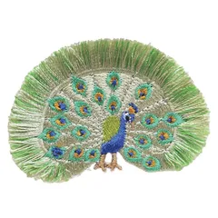 ふさふさ ワッペン クジャク 3枚セット アイロン接着 アップリケ 孔雀 ポスト投函