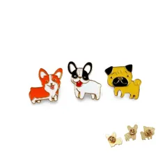 犬 コーギー フレンチブルドッグ パグ ピンバッジ 3個セット ワンコ 動物 留め具 バッチ おしゃれ 飾り方 かわいい 使い方 ピンズ バッヂ バタフライクラッチ キャッチ 装身具 レディース メンズ キッズ おもしろ ユニーク 徽章