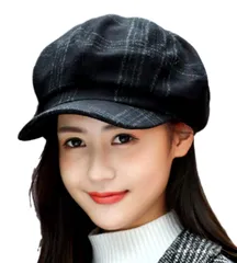 [ドナリー] キャスケット グレンチェック柄 フリーサイズ レディース (ブラック) [ブラック] [M]