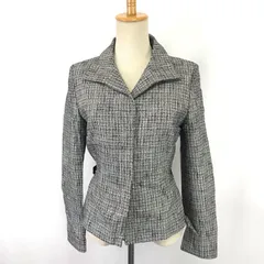 日本製★UNTITLED【アンタイトル】 テーラードジャケット レディース【size:2/M/白×黒/white×black】シングル/ツイードジャケット/総裏地/Jacket◆BJ009-g