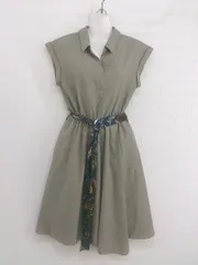 ◇ ◎ ViS ビス ウエストベルト付き フレンチスリーブ 膝下丈 ワンピース サイズF グレー系 レディース P  【中古】 【1209160002773】