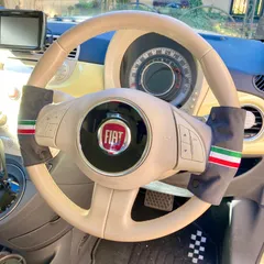 No.510  FIAT ステアリングカバー　2点セット　ハンドメイドのサムネイル