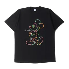 90s - 00s ヴィンテージ古着 Tシャツ サイズ:XL / 90s ネオン ミッキーマウス クルーネック Tシャツ / USA製 / Velva Sheen / ブラック 黒 / 90年代 / トップス カットソー 半袖【メンズ】【中古】