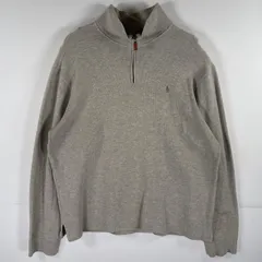 古着 ポロバイラルフローレン Polo by Ralph Lauren スウェット ハーフジップ トレーナー ワンポイントロゴ刺繍 ニット L  グレー メンズ