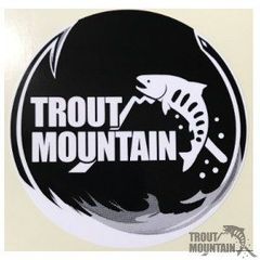 トラウトマウンテン オリジナルステッカー丸形【黒下地/ホワイトロゴ】【縦80mm×横80mm】