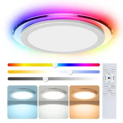 Coizabera Ledシーリングライト 6畳 3600ml おしゃれ 導光板 間接光RGBカラー 調光調色 天井 照明器具 薄型 雰囲気ライト 6畳 8畳 リモコン付き スマホAPP操作 寝室/ゲームルーム/リビング/子供部屋適用 0