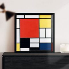 [額縁付き] 赤、青、黄のコンポジション ピート・モンドリアン アートポスター 323×323mm アブストラクト 額装 天然木 ポスターフレーム 木製 絵画 日本製 お洒落 インテリア BROOMIN APFS019