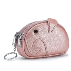 ☆ ピンク ☆ コインケース おしゃれ アニマル pmycard0317 コインケース キーホルダー 小銭入れ 革 レザー ファスナー 小物入れ レディース ミニ財布 可愛い かわいい ぞう ゾウ 象 キャラクター アニマル どうぶつ 通勤 通学 小銭 カード