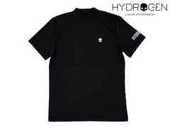 ハイドロゲン ゴルフ ロールネックTシャツ HYDROGEN GOLF G00404 007 BLACK GOLF ROLL NECK 再帰反射 スカル絵柄 ロゴ入り メンズ向け ブラック ロールネック ストレッチ ゴルフシャツ モックネックTシャツ Mサイズ