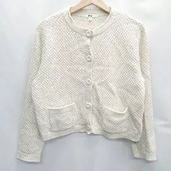 ◇ UNIQLO ユニクロ 長袖 ニットカーディガン サイズL アイボリー レディース E  【1407180020986】