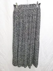 ◇ ⊂ RADARISTA ラダリスタ 総柄 ロング ワッシャー プリーツ スカート サイズM ブラック ライトベージュ レディース P  【1409250044809】