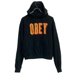 obey ロゴスウェット パーカー S オベイ ブラック プルオーバー 古着卸 アメリカ仕入 a611-7363のサムネイル