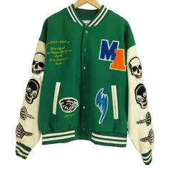 Black air スタジャン Mサイズ 緑/白 SAINT M×××××× - SM x DENIM TEARS / STUDIUM JACKET