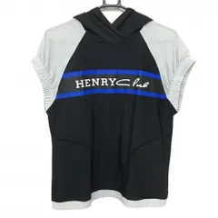 【美品】ヘンリークラブ フード付Tシャツ 黒×グレー ビックロゴ パーカー レディース 42(L) ゴルフウェア HENRY CLUBのサムネイル