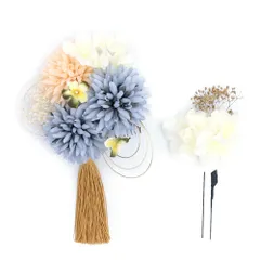 髪飾り 成人式 水引 振袖 前撮り 袴 2点セット 花 水色 青 ピンク 白 ゴールド 房 カスミソウ ニュアンスカラー 大きい 小さい No.12-0633