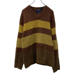 AMERICAN EAGLE OUTFITTERS ウールニット セーター L ブラウン マルチカラー アメリカンイーグル プルオーバー Vネック 秋物 a710-5786