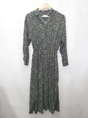 ◇ ⊂ LOWRYS FARM ローリーズファーム 花柄 長袖 ロング丈 シャツ ワンピース サイズF ブラック レディース E  【1503040003349】