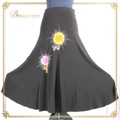 社交ダンス 衣装 スタンダード スカート レッスンウェア 女性用 レディース オールシーズン 黒 ピラミッド ブラック系 ラインストーン ピンク系 オレンジ系 花柄 花模様 エレガント 伸縮性 ゴムウエスト パーティーコスチューム ダンスウェア ショウダンスのサムネイル