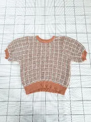 ◇ ⊂ BEAMS HEART ビームスハート チェック柄 半袖 ニットソー サイズ表記なし ブラウン系 レディース E  【1509100069881】