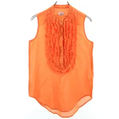 カレンウォーカー ノースリーブ ハーフボタン シャツ US2 オレンジ KAREN WALKER プルオーバー レディース