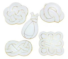 【人気商品】皿 皿 5柄 プレート 金 小皿 クリスマス 結び 田清窯 迎春 セット お正月 有田焼 食器 西富陶磁器 日本製 24to3