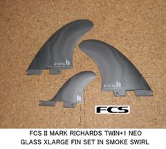 FCS II MARK RICHARDS TWIN+1 NEO GLASS  FIN SET IN SMOKE SWIRL 新品