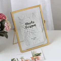新品 ゴールド ガラスフレーム 写真立て 2L判 卓上 韓国 北欧 ウェディング