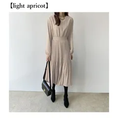 ウエスト切替 プリーツ ワンピース カジュアル ボートネック 上品 長袖 レディース ミモレ丈 ハイウエスト パフスリーブ きれいめ ロング丈 無地 春 秋冬