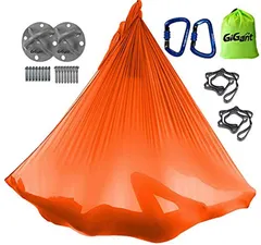 GiGant ギグアント 公式 エアリアルヨガ 専用 ハンモック フルセット 5ｍx2.8ｍ 空中 ヨガハンモック エクササイズ エアロヨガ フィットネス 国内正規品(ホットオレンジ)