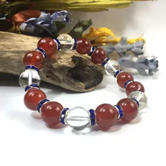 赤瑪瑙&水晶 パワーストーン ブレスレット 天然石 12mm （ブルー）メンズ・レディース　男性・女性　数珠ブレス　開運  [1]