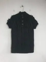 美品MOSCHINO モスキーノ　トップスブラック レース 半袖 サマーニット 美品MOSCHINO モスキーノ トップスブラック レース 半袖 サマー