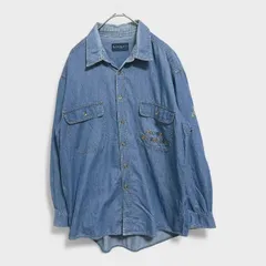 【訳アリ】【ANDRE VALENTINO】『アンドレバレンチノ』[デニムシャツ] タンガリーシャツ オーバーサイズ ブルー系 (L~2L) 商品A88 管理C