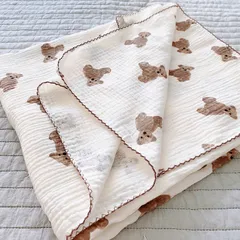 ガーゼケット　おくるみ　熊　クマ　くまちゃん　授乳ケープ　ベビー　baby